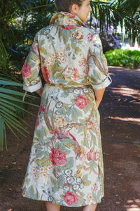 Pastel Floral Shirt Dress/Jacket in Premium 100% Linen