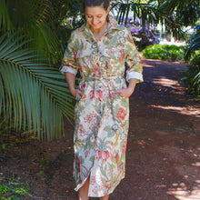 Load image into Gallery viewer, Pastel Floral Shirt Dress/Jacket in Premium 100% Linen
